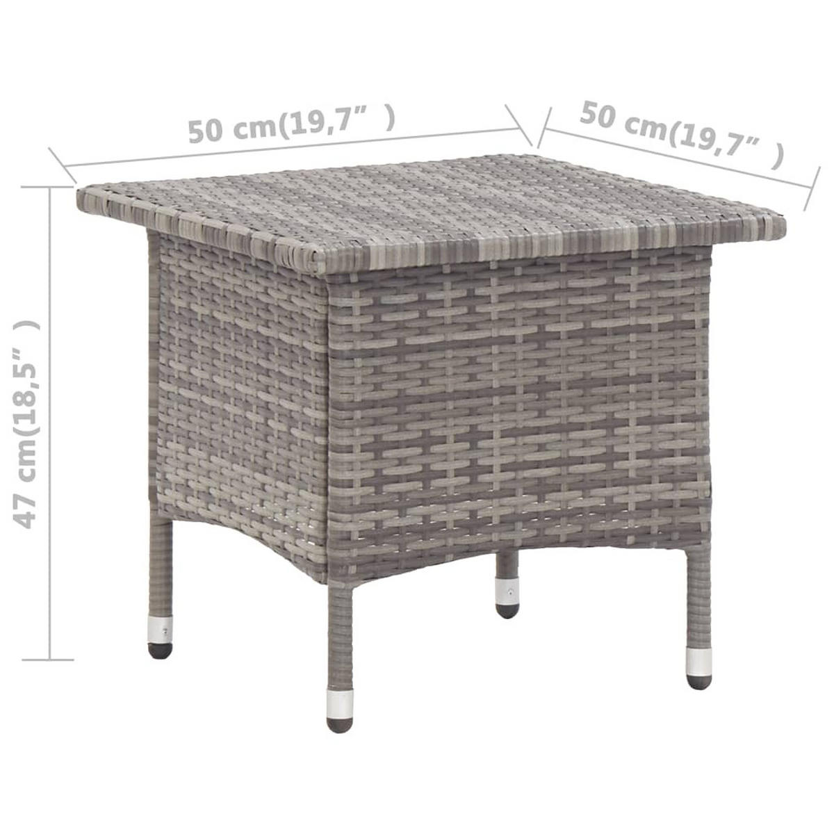 BEISTELLTISCH Grau 50/50/47 Cm Poly Rattan - Grau, Kunststoff (50/50/47cm) - vidaXL