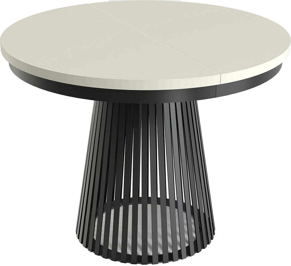 ESSTISCH Scala runder ausziehbarer, Beige Kaschmir 100-180/100/75 cm - Kaschmir/Schwarz, Holzwerkstoff/Metall (100/100/75cm) - WFL GROUP