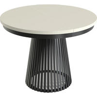 ESSTISCH Scala runder ausziehbarer, Beige Kaschmir 100-180/100/75 cm - Kaschmir/Schwarz, Holzwerkstoff/Metall (100/100/75cm) - WFL GROUP