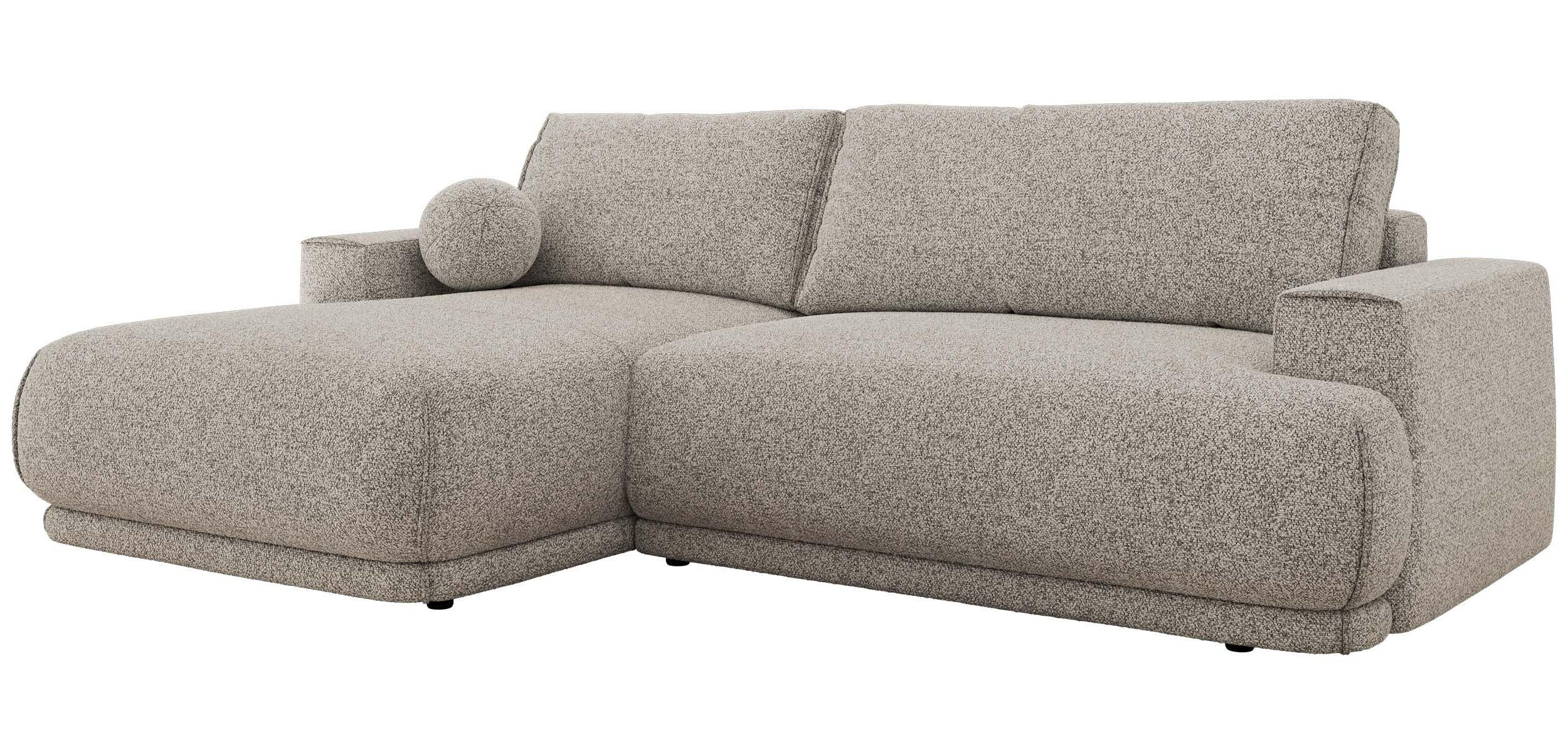 ECKSCHLAFSOFA RINA L Hellgrau Strukture - links - Hellgrau/Schwarz, Kunststoff/Textil (267/170cm) - MKS