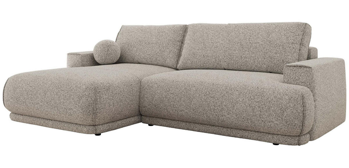 ECKSCHLAFSOFA RINA L Hellgrau Strukture - links - Hellgrau/Schwarz, Kunststoff/Textil (267/170cm) - MKS