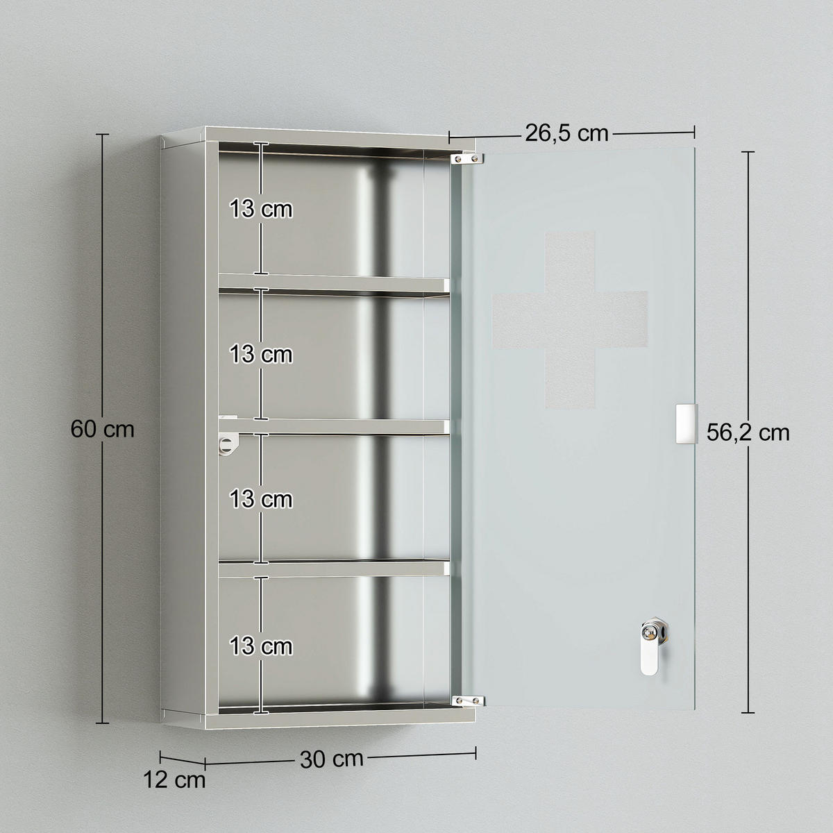 MEDIZINSCHRANK Transparent 1 Stück - Beige, Kunststoff (30/60/12cm) - GiPP