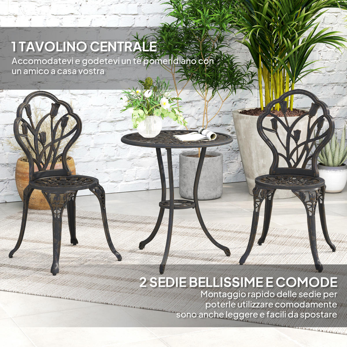 GARTEN-BEISTELLTISCHSET Bronze 3 Stück - Bronzefarben, Naturmaterialien (60/60/67cm) - GiPP