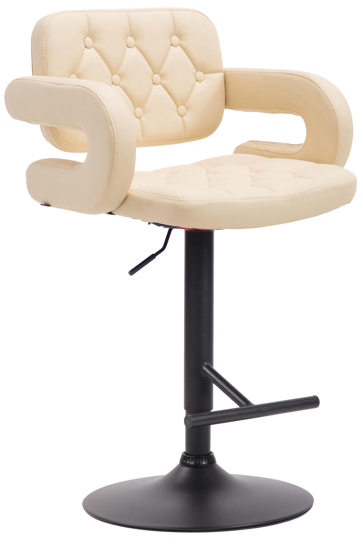 BARHOCKER Dubai, Gestell schwarz, Kunstleder Creme - Creme/Schwarz, Kunststoff/Textil (52/100/55cm) - TPFLiving