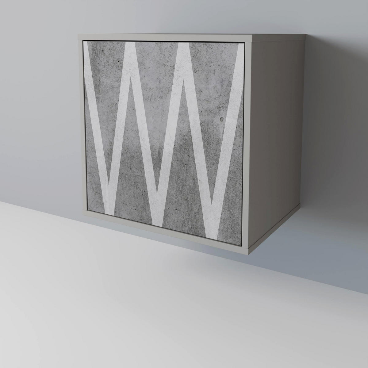 SIDEBOARD SOLID ZIG ZAG, Grau, 57,5x42x72,5 cm, Schwarze Metallfüße - Multicolor/Schwarz, Holzwerkstoff/Metall (57.5/72.5/42cm) - SpaceRebels