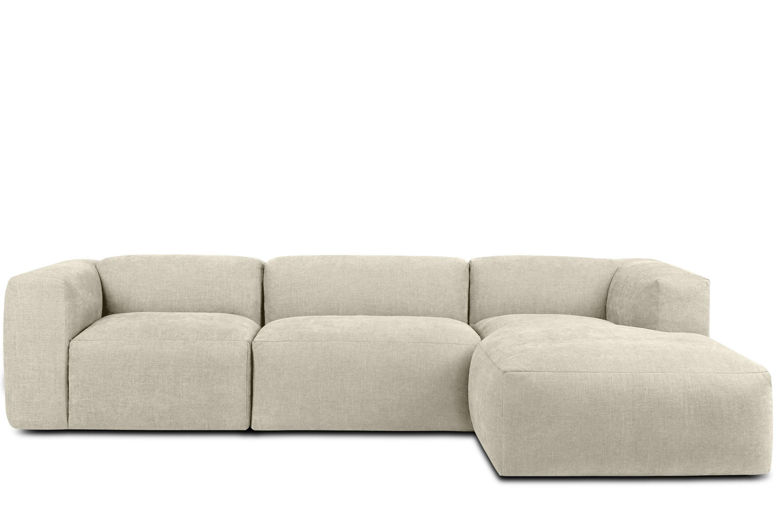 ECKMODULSOFA-RECHTS BUFFO mit extrem weicher und bequemer Sitzfläche, Gewebestoff, ecru - Ecru, Textil (297/180cm) - KONSIMO®