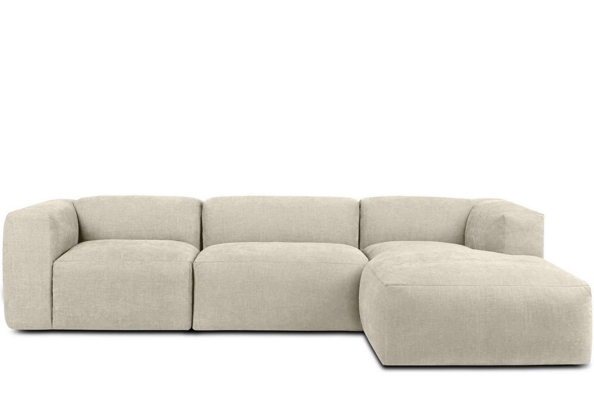 ECKMODULSOFA-RECHTS BUFFO mit extrem weicher und bequemer Sitzfläche, Gewebestoff, ecru - Ecru, Textil (297/180cm) - KONSIMO®