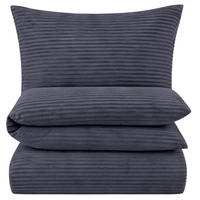 WINTER-BETTWÄSCHE 135x200 Cashmere Touch - Warme Plüsch Cord Kuschelbettwäsche - Blau - Anthrazit, Textil (135/200cm) - Carpe Sonno