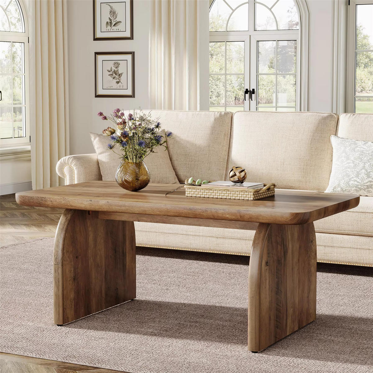COUCHTISCH Holz 120 cm im Farmhouse-Stil - Braun, Holz (60/120/51cm) - Kaket