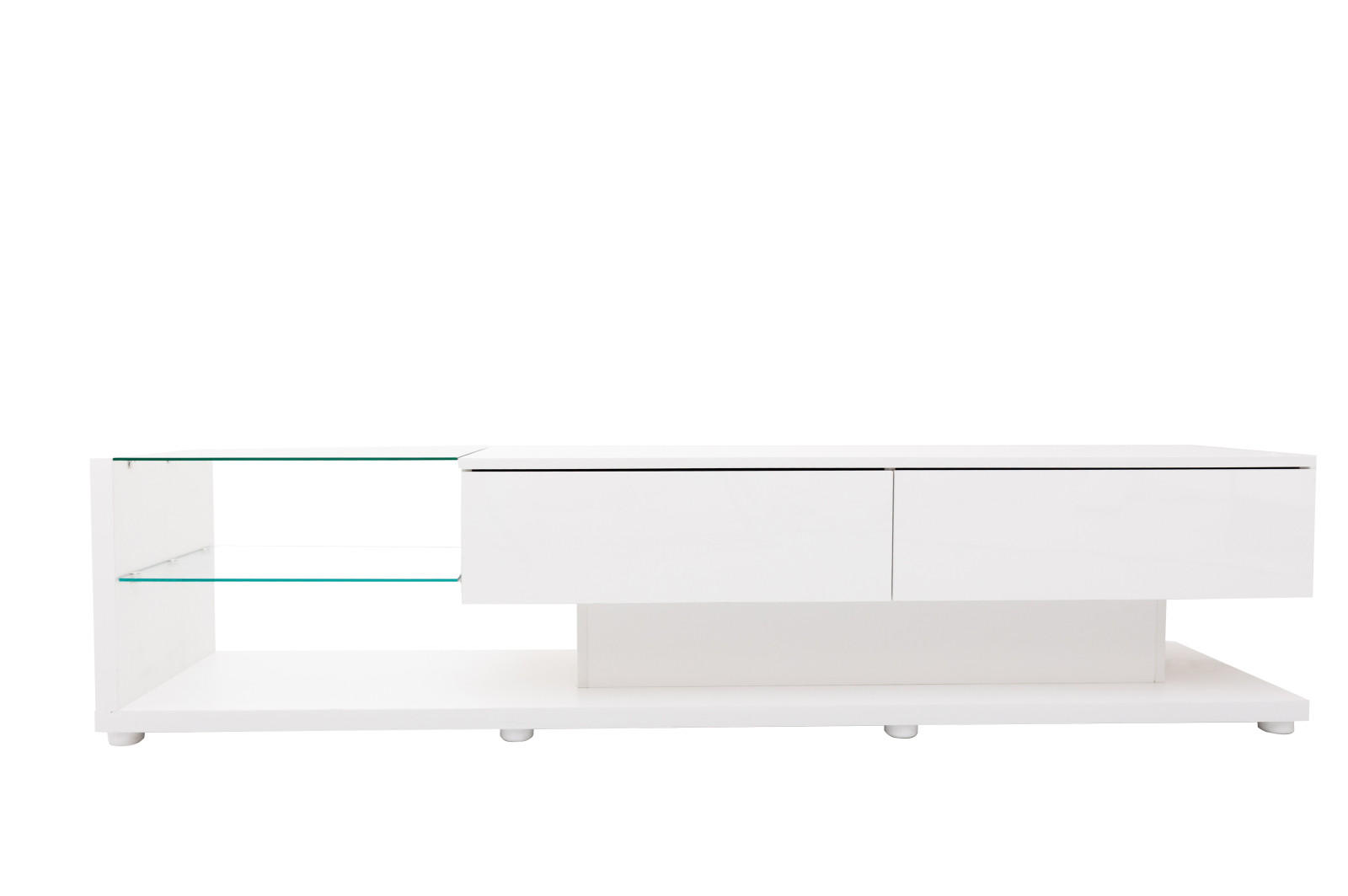 TV Lowboard LED, Glasregale, Weiß Hochglanz - Weiß, Glas (133/17/46cm)