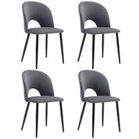 POLSTERSTUHL 4er-Set mit Diamantmuster-Rückenlehne, Samtsitzfläche, verstellbaren Füßen und bis 130 kg Tragkraft, grau - Grau, Textil (44/84/47cm) - Luhomfu