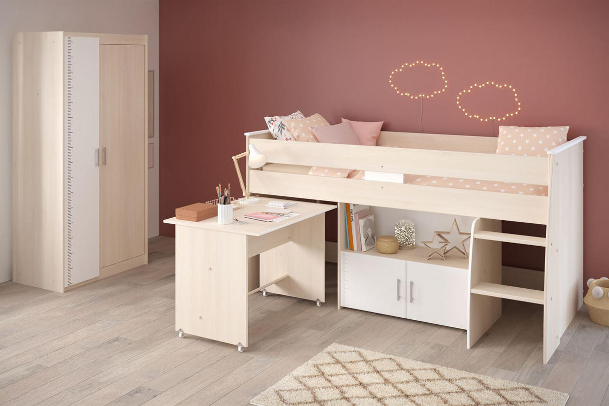 KINDERZIMMER-SET 2-tlg. Parisot Charly 5 Holzdekor Akazie/Weiß - Weiß/Akaziefarben, Kunststoff (100/1/200cm) - 58aufmkessel
