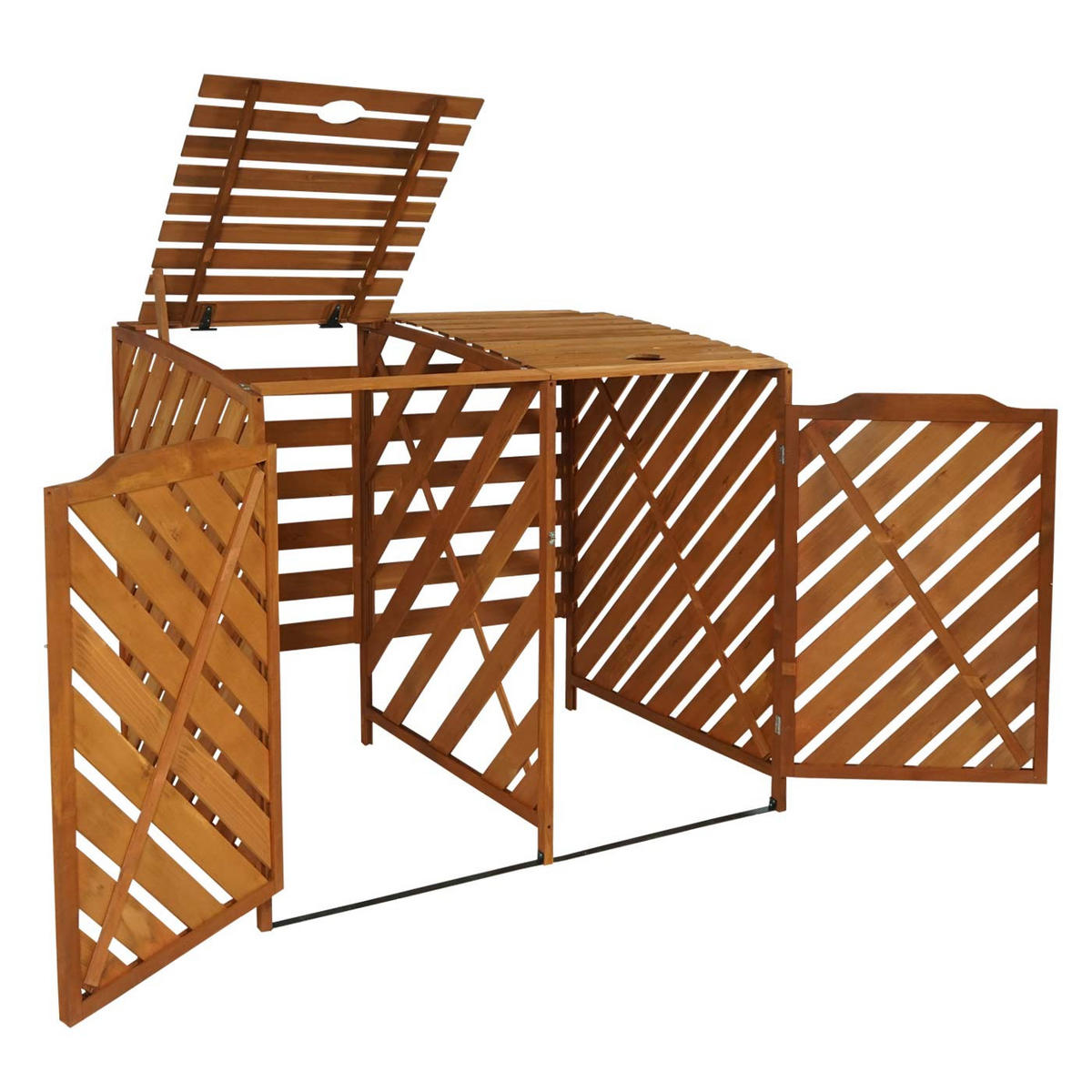 MÜLLTONNENBOX XL 2er-/4er HxBxT 121x133x98cm Braun Holz - Braun, Holz (133/121/98cm) - PROREGAL