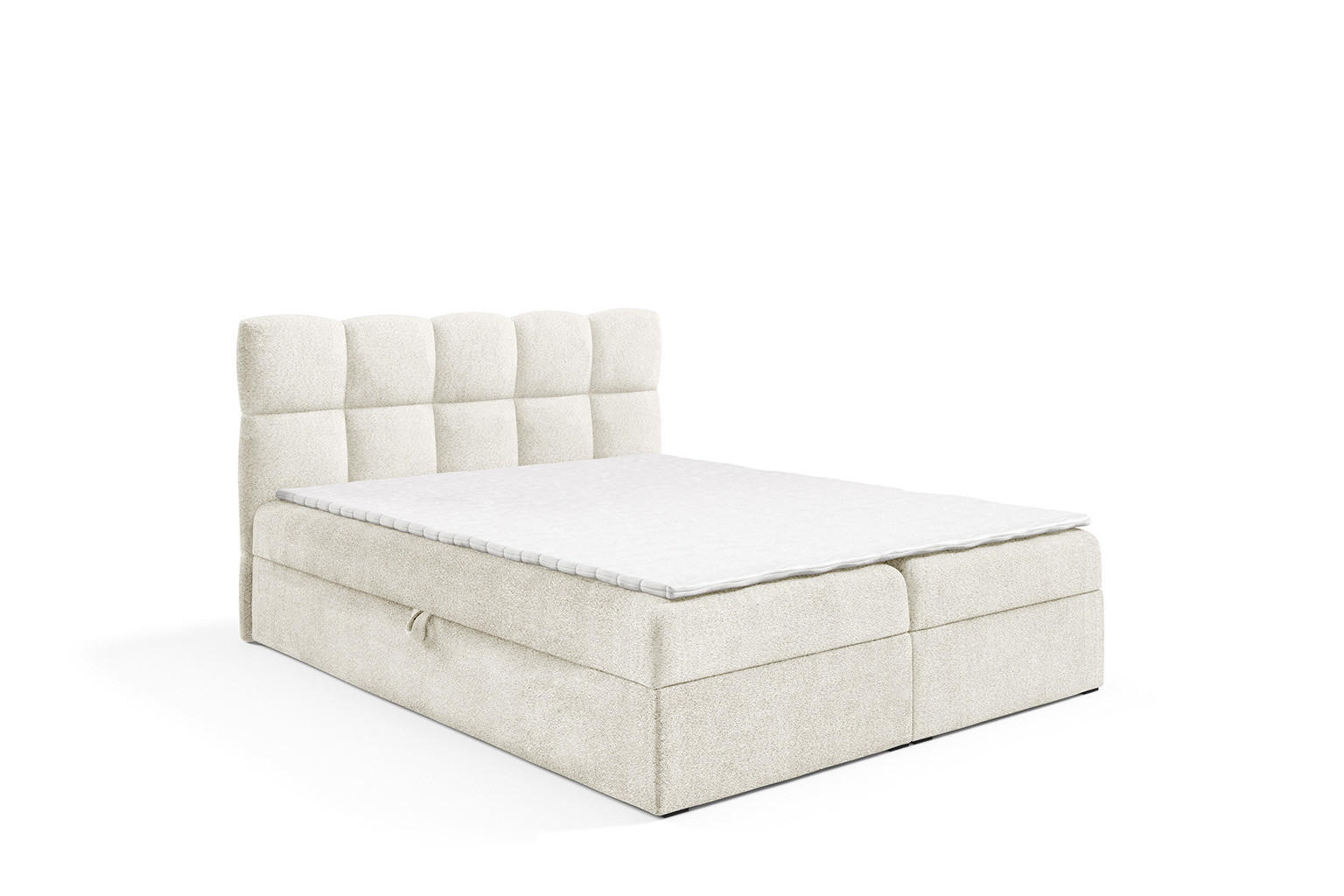 BOXBETT Mit Zwei Bettkasten, Bouclé-Stoff Coral, Beige, 180x200 cm, NEGROS - Beige, Holz (180/200cm) - Kaiser Möbel