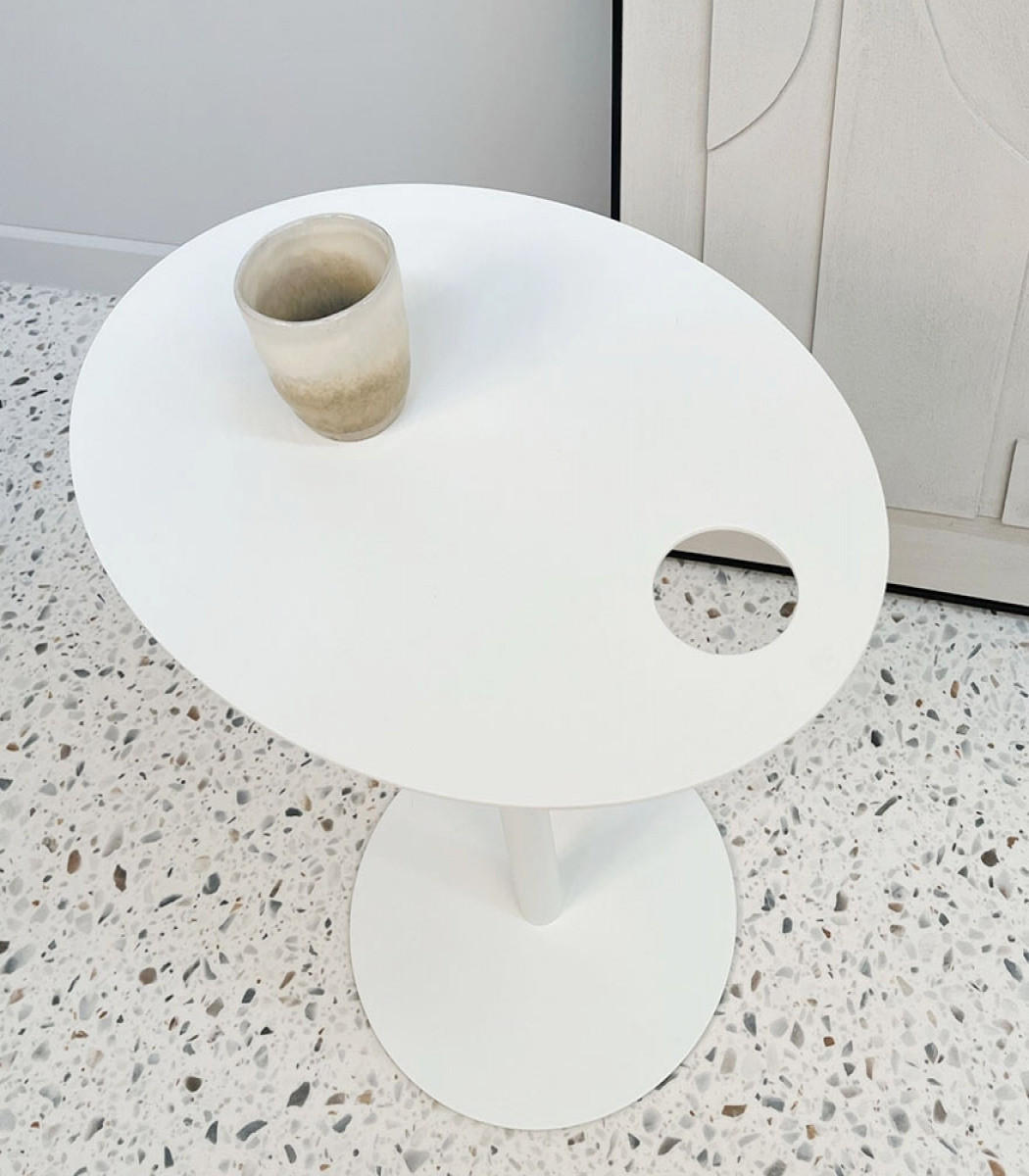 BEISTELLTISCH Oval MASA, Weiß 31x42x45 cm - Chromfarben/Weiß, Metall (42/31/45cm) - KADIMA DESIGN