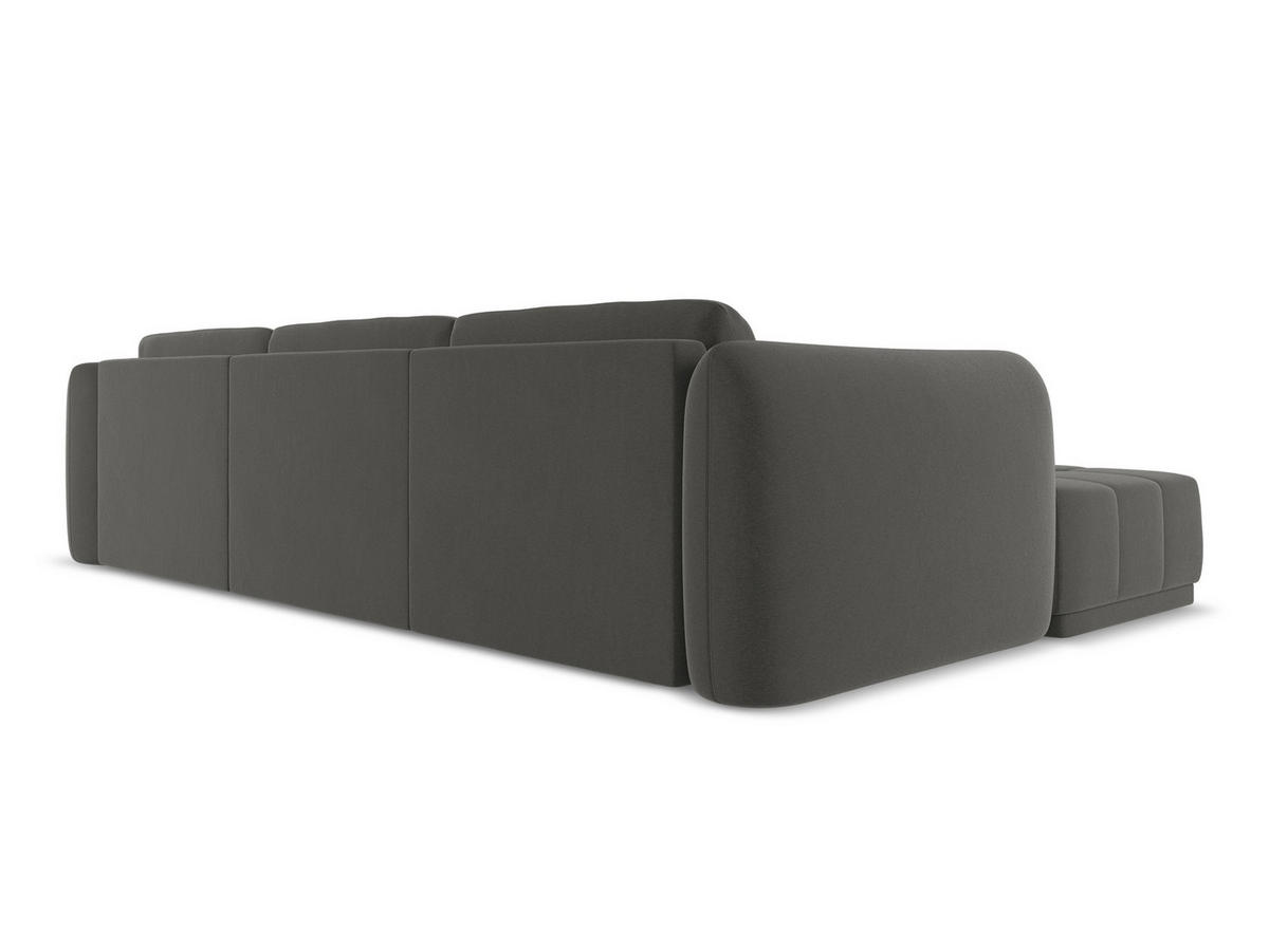 ECKSOFA Links Samt Stoff Grau - Dunkelgrau/Schwarz, Kunststoff/Textil (170/290cm) - Makamii