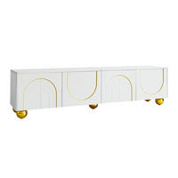 LOWBOARD DE-40615 4 Türen mit goldenen Verzierungen und Push-to-Open Weiß - Weiß, Holzwerkstoff (170/44/38cm) - ComfortXL