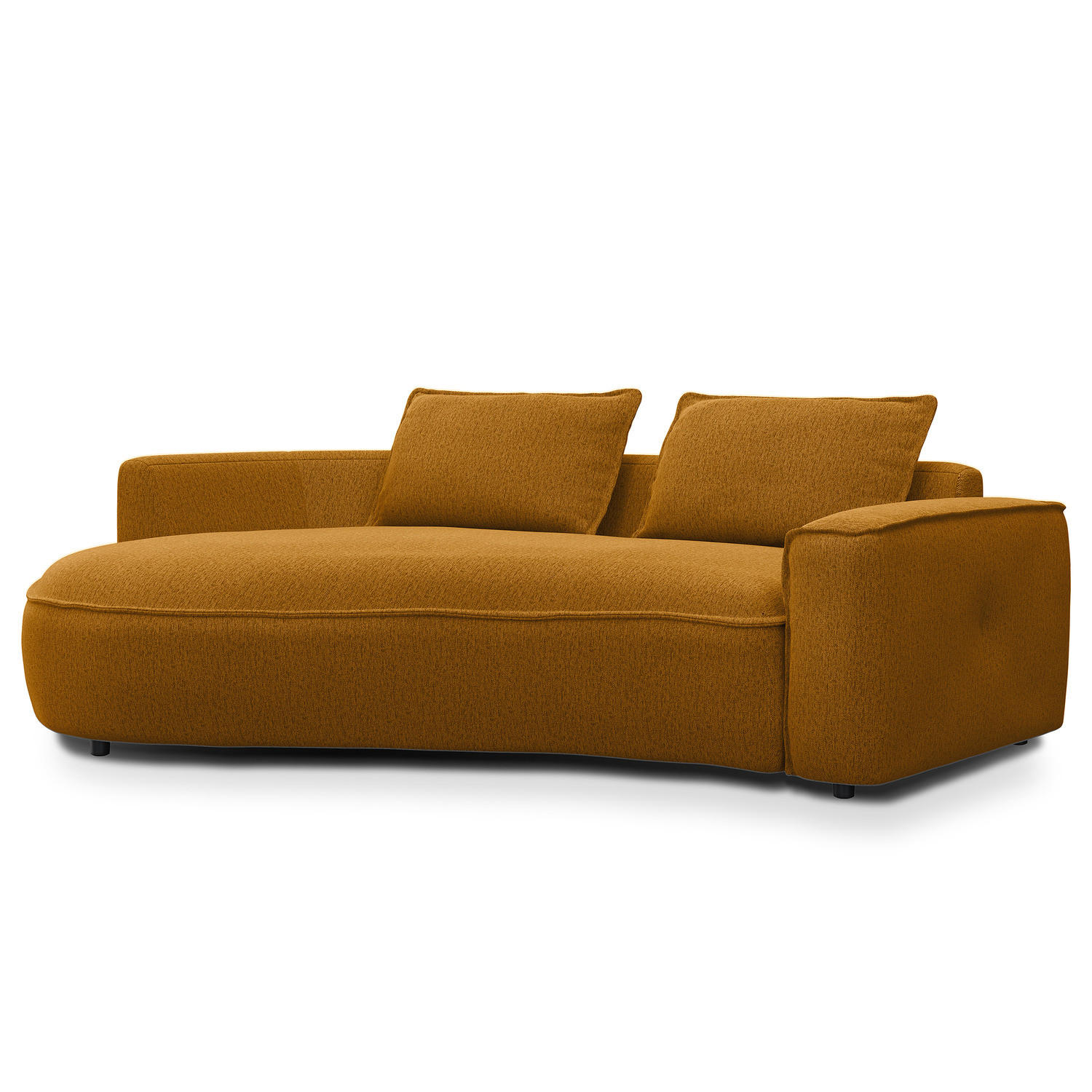 2,5-SITZER SOFA - Schwarz/Orange, Kunststoff/Textil (217/82/146cm) - home24
