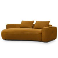 2,5-SITZER SOFA - Schwarz/Orange, Kunststoff/Textil (217/82/146cm) - home24