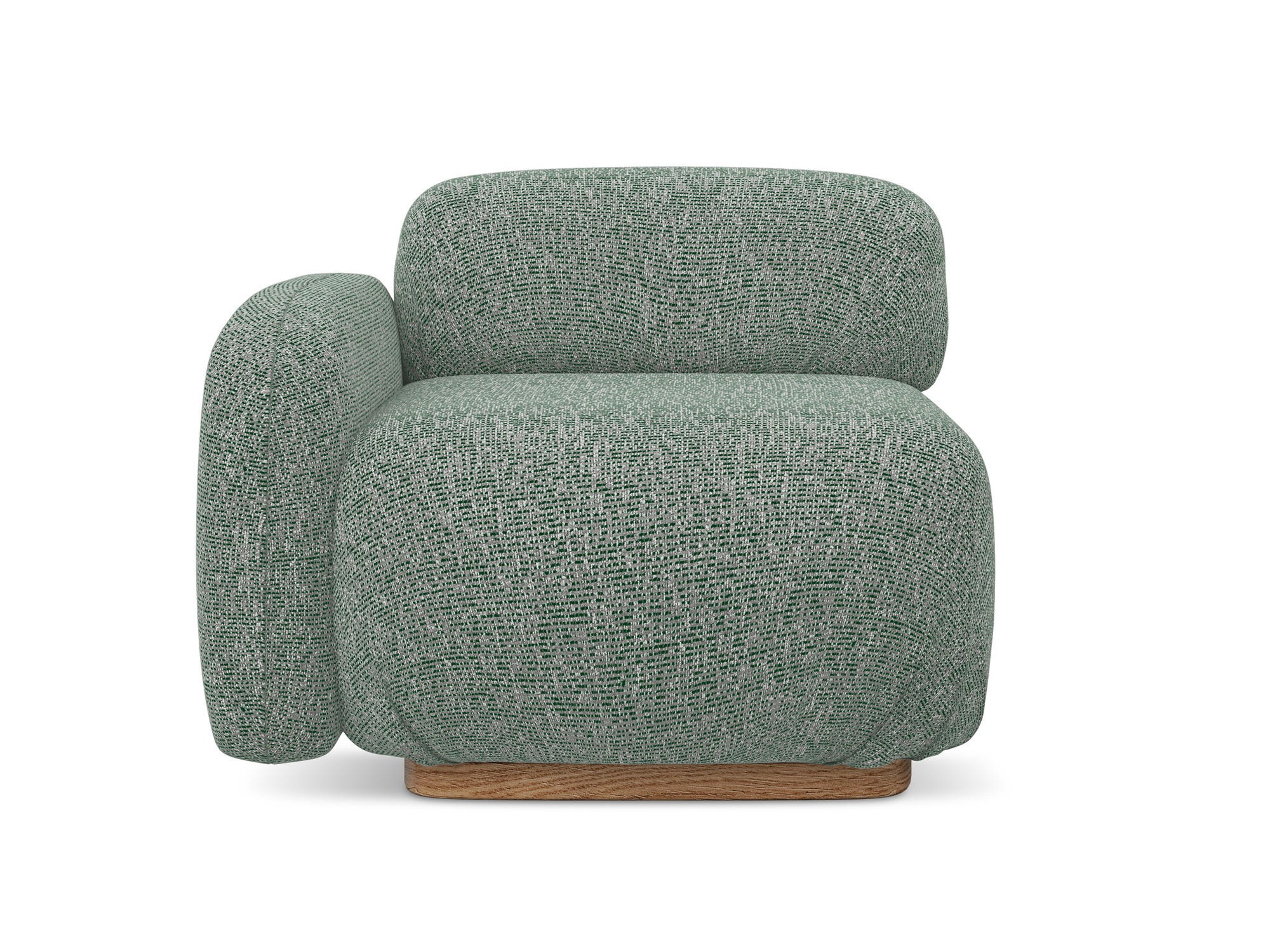 SOFAELEMENT Links Strukturstoff Stoff Grün - Braun/Hellgrün, Holz/Textil (95/73/95cm) - Makamii
