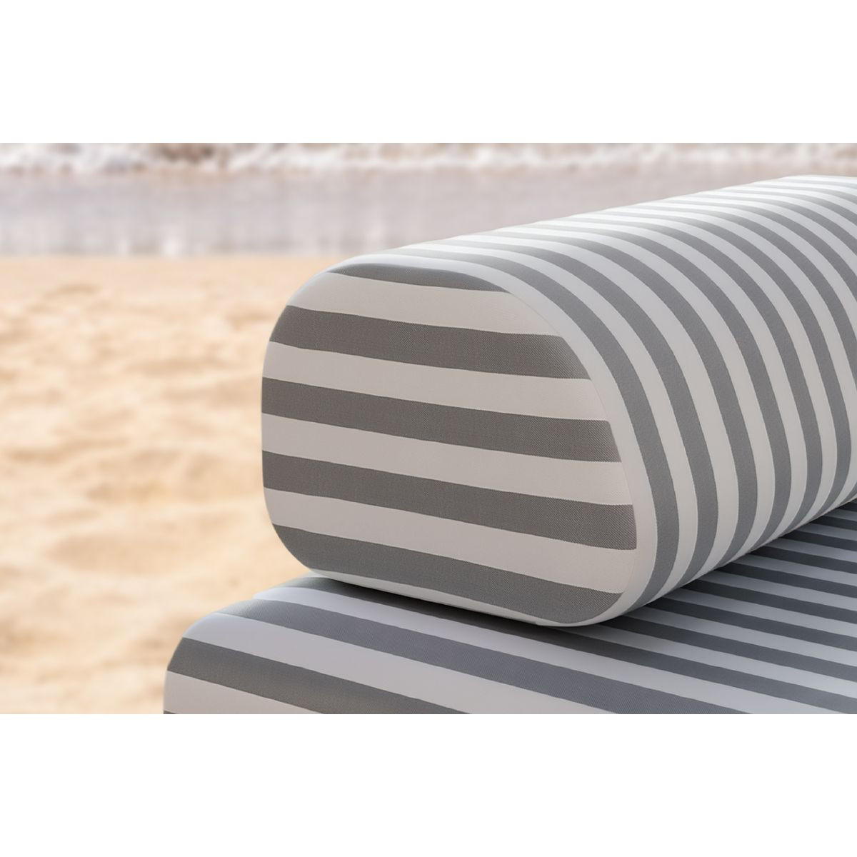 2-3-SITZER-GARTENSOFA mit Streifen, weiß und grau - Grau, Textil (95/70.5/190cm)