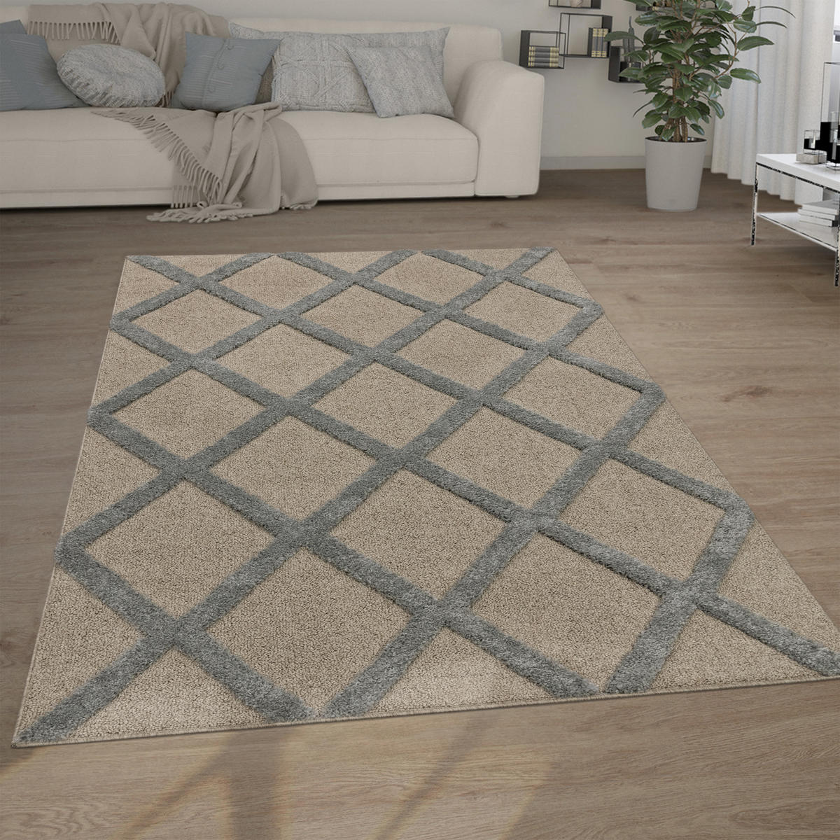 HOCHFLORTEPPICH 160/220 cm Genua 745 - Grau, Textil (160/220cm) - Paco Home
