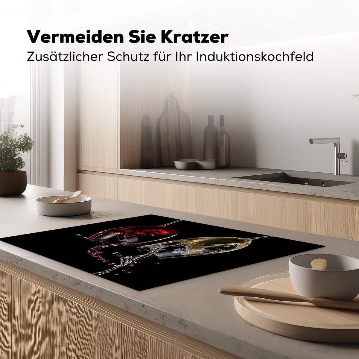 HERDABDECKPLATTE Rotwein - Weißwein - Glas - Schwarz 77x59 cm - Weinrot, Kunststoff (77/0.2/59cm) - MuchoWow