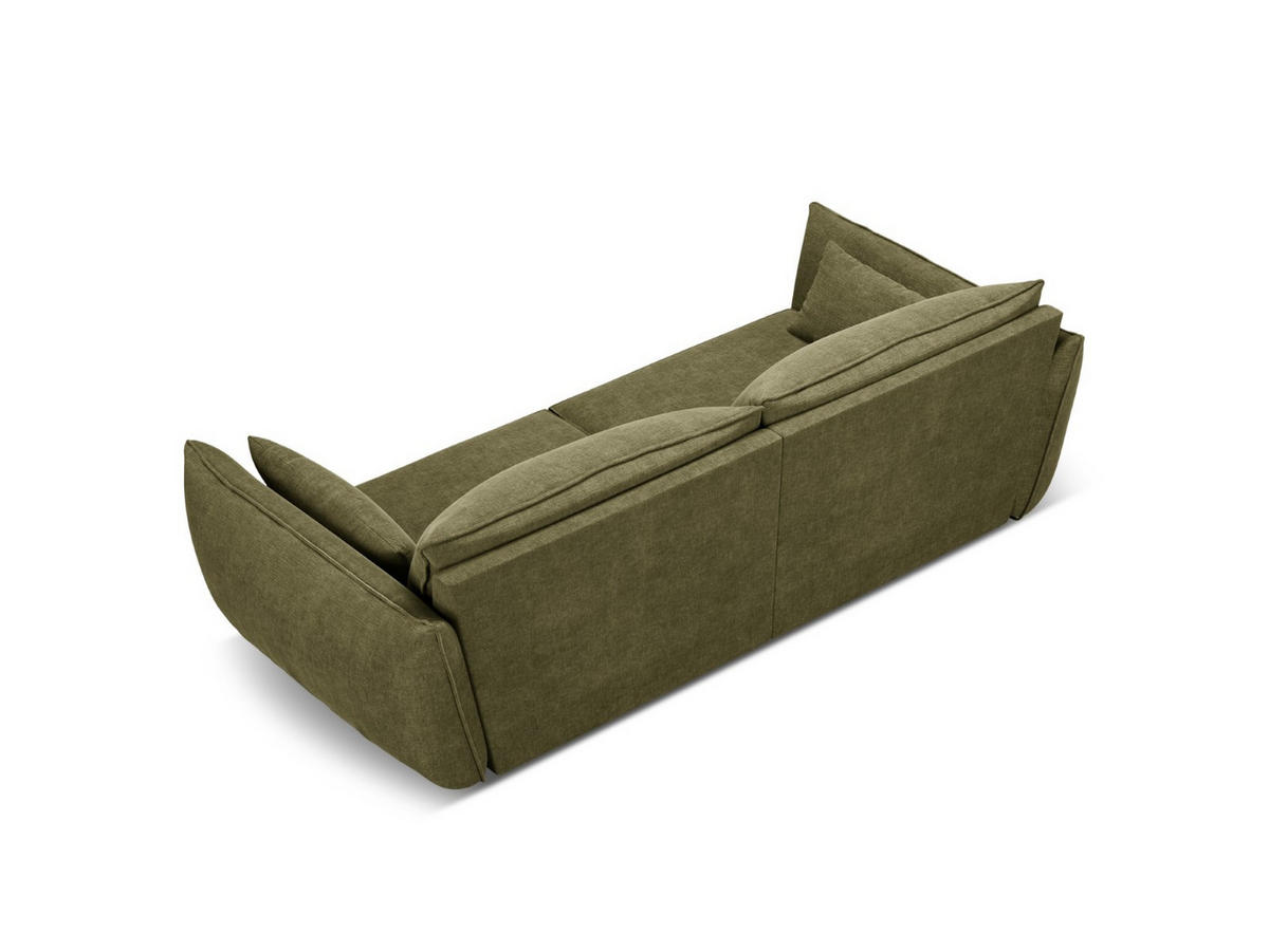 SOFA Kaelle aus Chenille-Stoff grün 3 Sitzplätze - Grün, Textil (100/85/208cm) - Micadoni