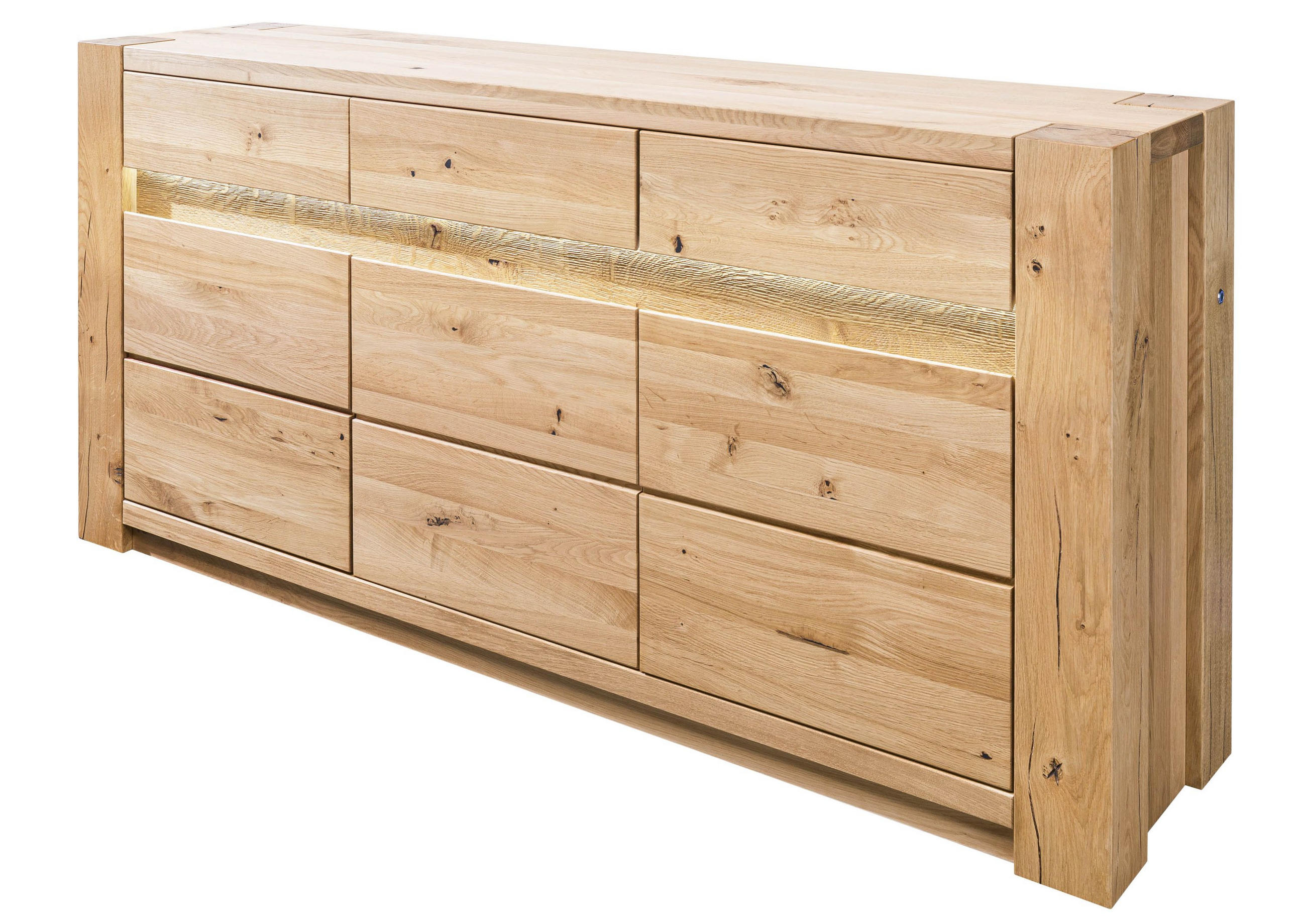 SIDEBOARD Wildeiche 173x40x85 beige geölt KENT #208 - Beige, Holz (173/85/40cm) - Massivmoebel24