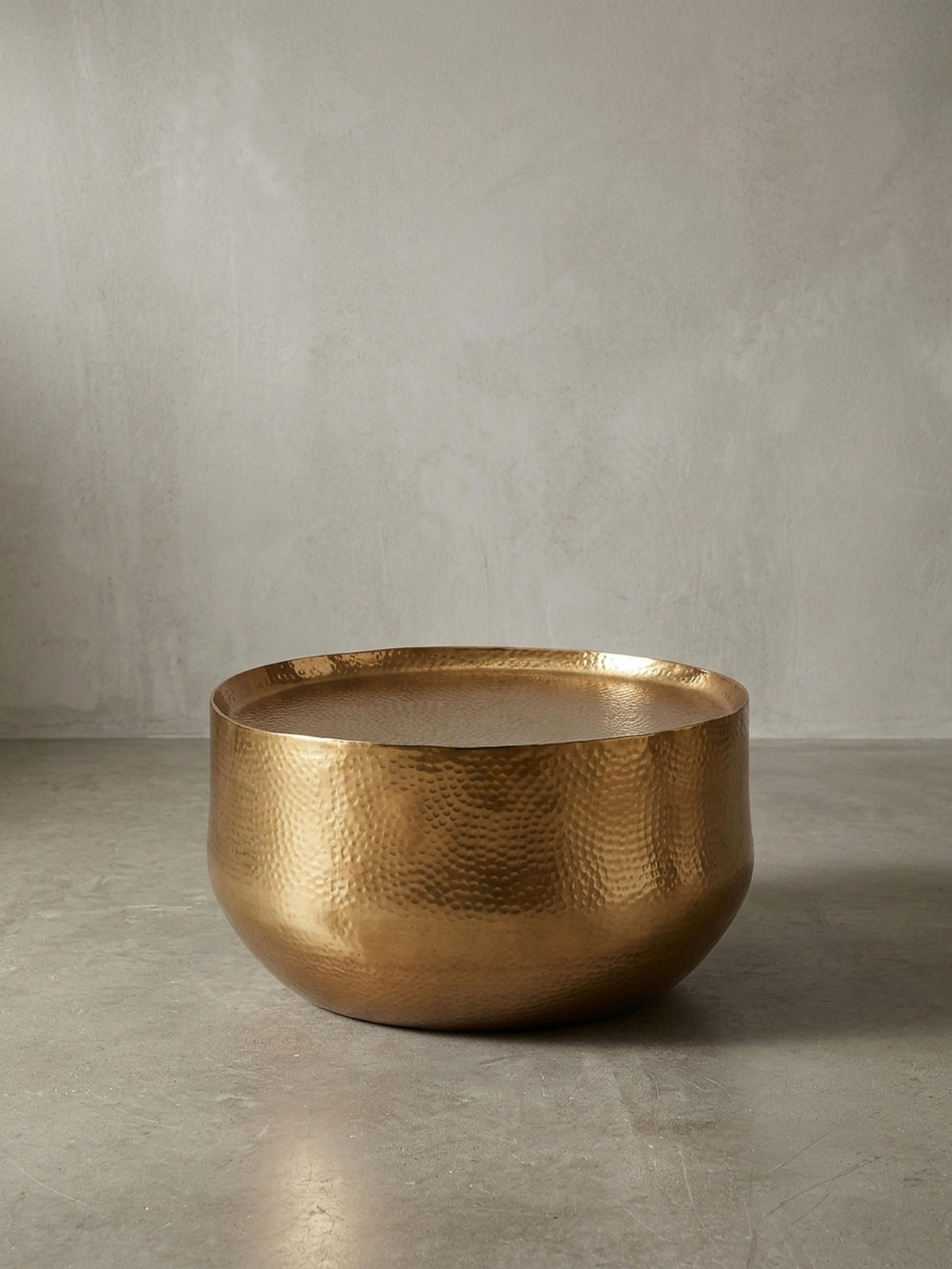 COUCHTISCH Orientalisch mit Hammerschlag-Struktur aus Aluminium und hohler Bauweise, Gold 60x60x35 cm - Goldfarben, Metall (60/60/35cm) - KADIMA DESIGN