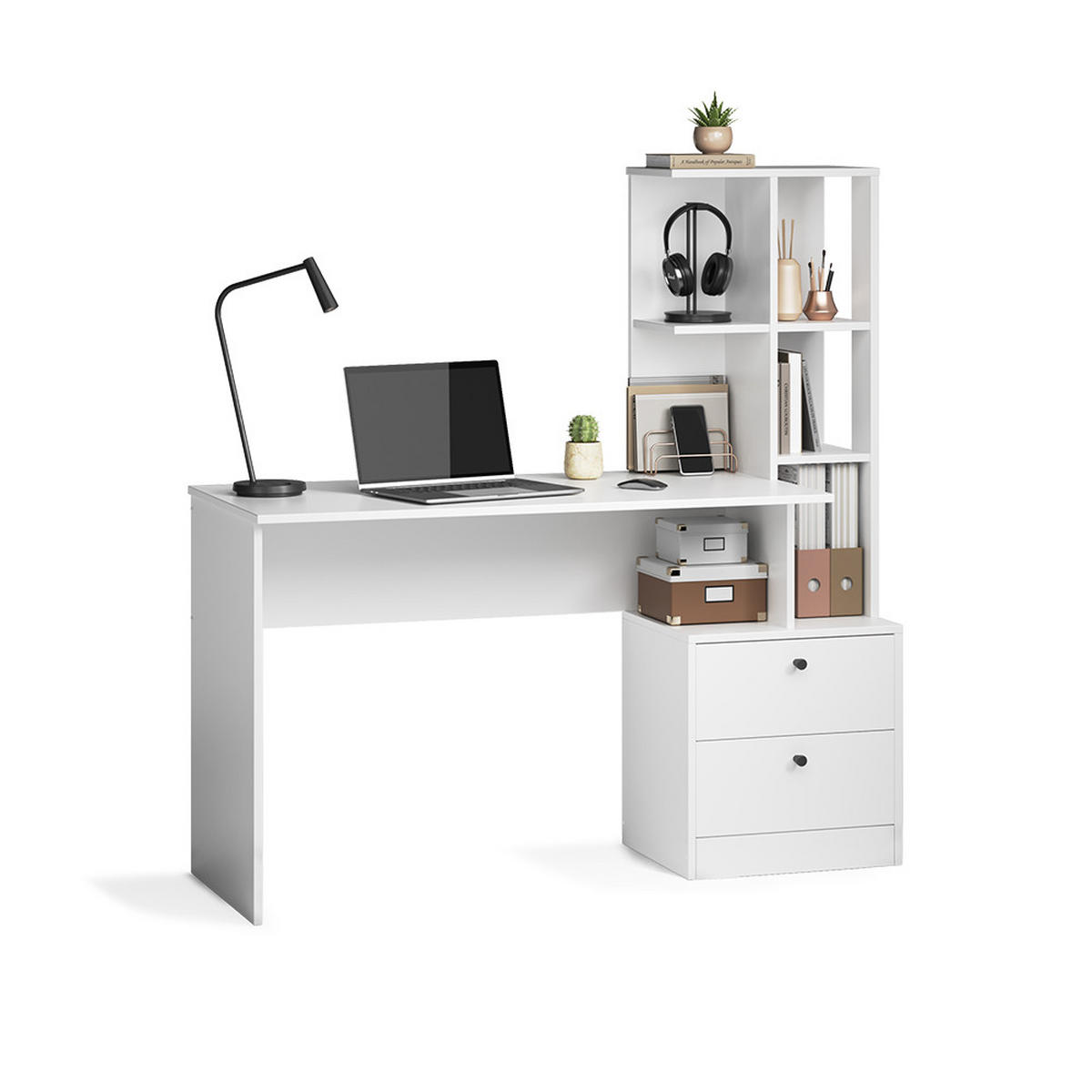 SCHREIBTISCH Denton Weiß 136 x 55 cm - Weiß, Holzwerkstoff (55/136/138cm) - Vicco