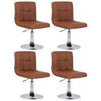 DREHSTUHL 4er Set Lederlook hellbraun - Chromfarben/Hellbraun, Textil/Metall (44/74/49cm) - CLP