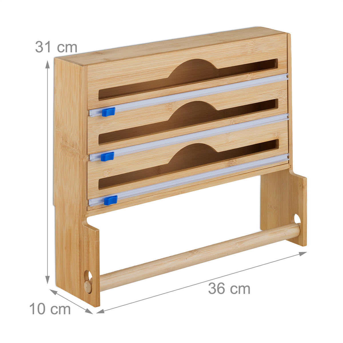 FOLIENSPENDER - Hellbraun, Holz/Holzwerkstoff (36/31/10cm) - Relaxdays