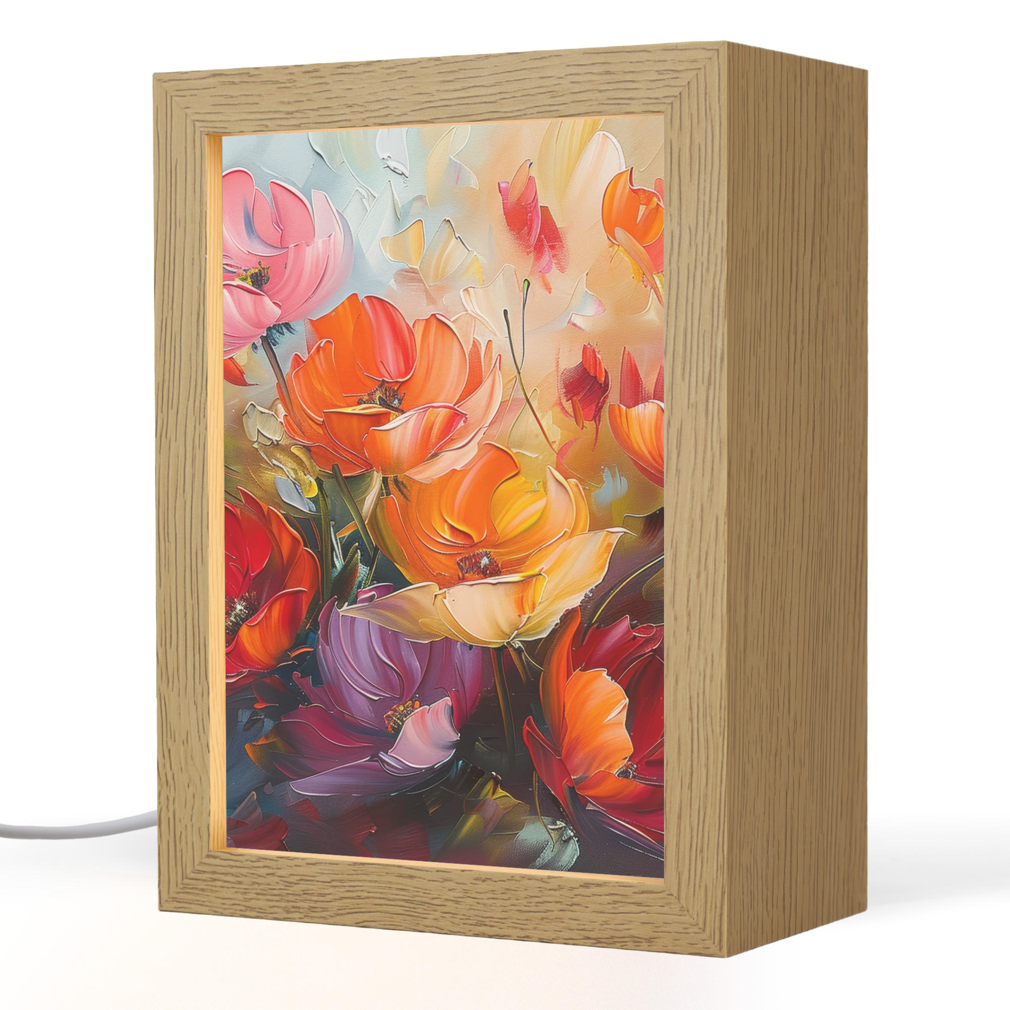 TISCHLEUCHTE Blumen - Bunt - Malerei - Abstrakt - Kunst Dimmbar 15x20 cm - Alufarben, Holzwerkstoff (8/15/20cm) - OnlyWow