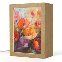 STOLNÍ LAMPA Květiny - barevné - malba - abstraktní - umění 15x20 cm - barva hliníku, kompozitní dřevo (8/15/20cm) - OnlyWow
