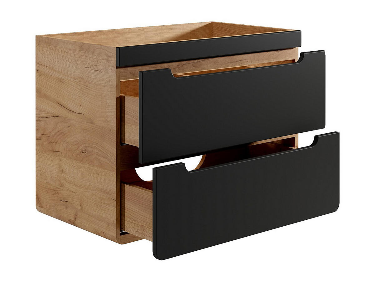 WASCHBECKENUNTERSCHRANK hängend - 80 cm - Holzfarben & Anthrazit - ARUBA - Anthrazit, Holz (80/59/46cm) - Vente-Unique