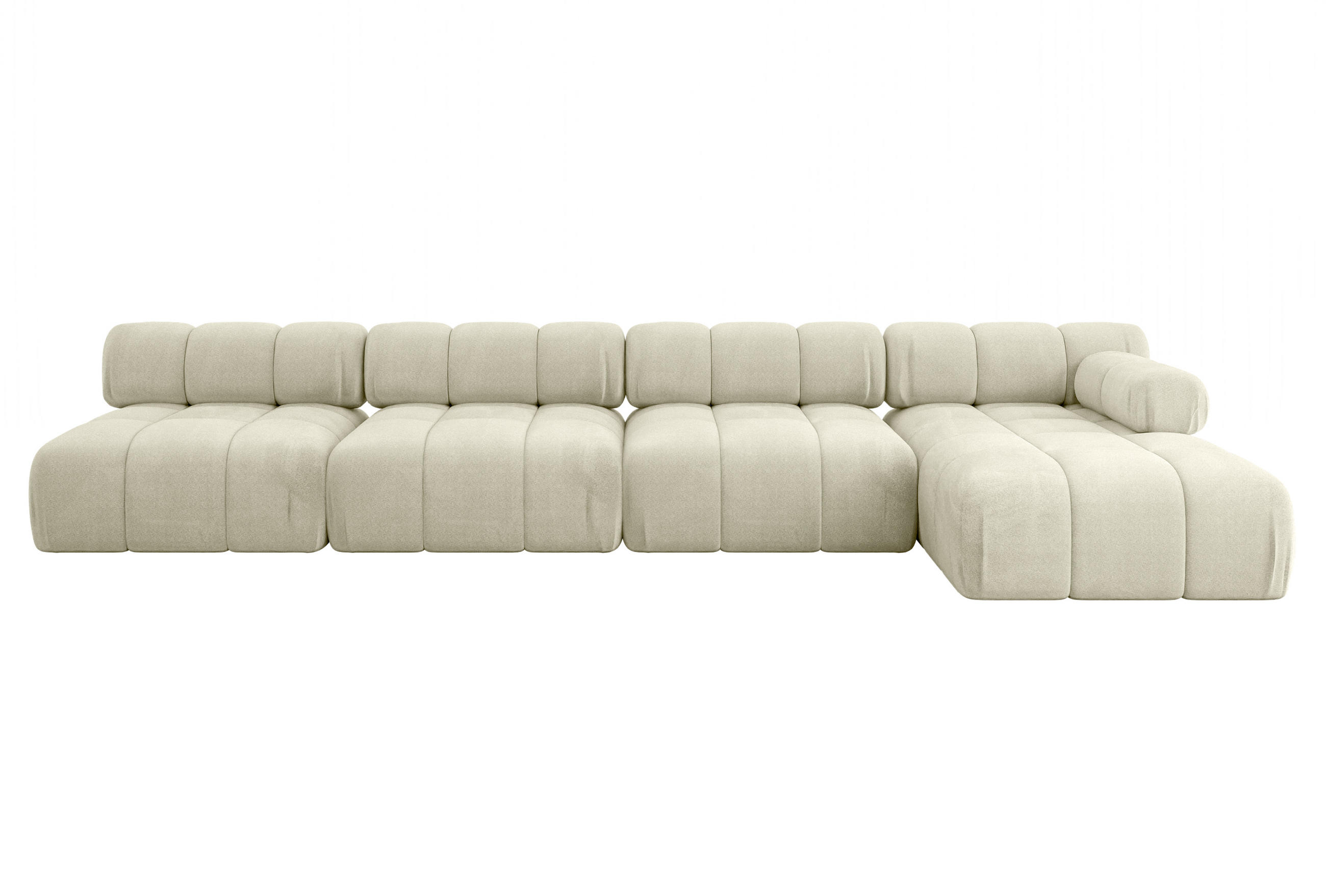 ECKSOFA modulares Sofa Razon-L3 - 380x160x70 cm Beige Velours - Beige, Holzwerkstoff/Textil (380/160cm) - ALTDECOR