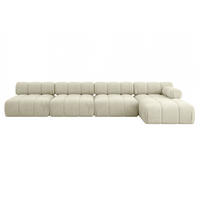 ECKSOFA modulares Sofa Razon-L3 - 380x160x70 cm Beige Velours - Beige, Holzwerkstoff/Textil (380/160cm) - ALTDECOR