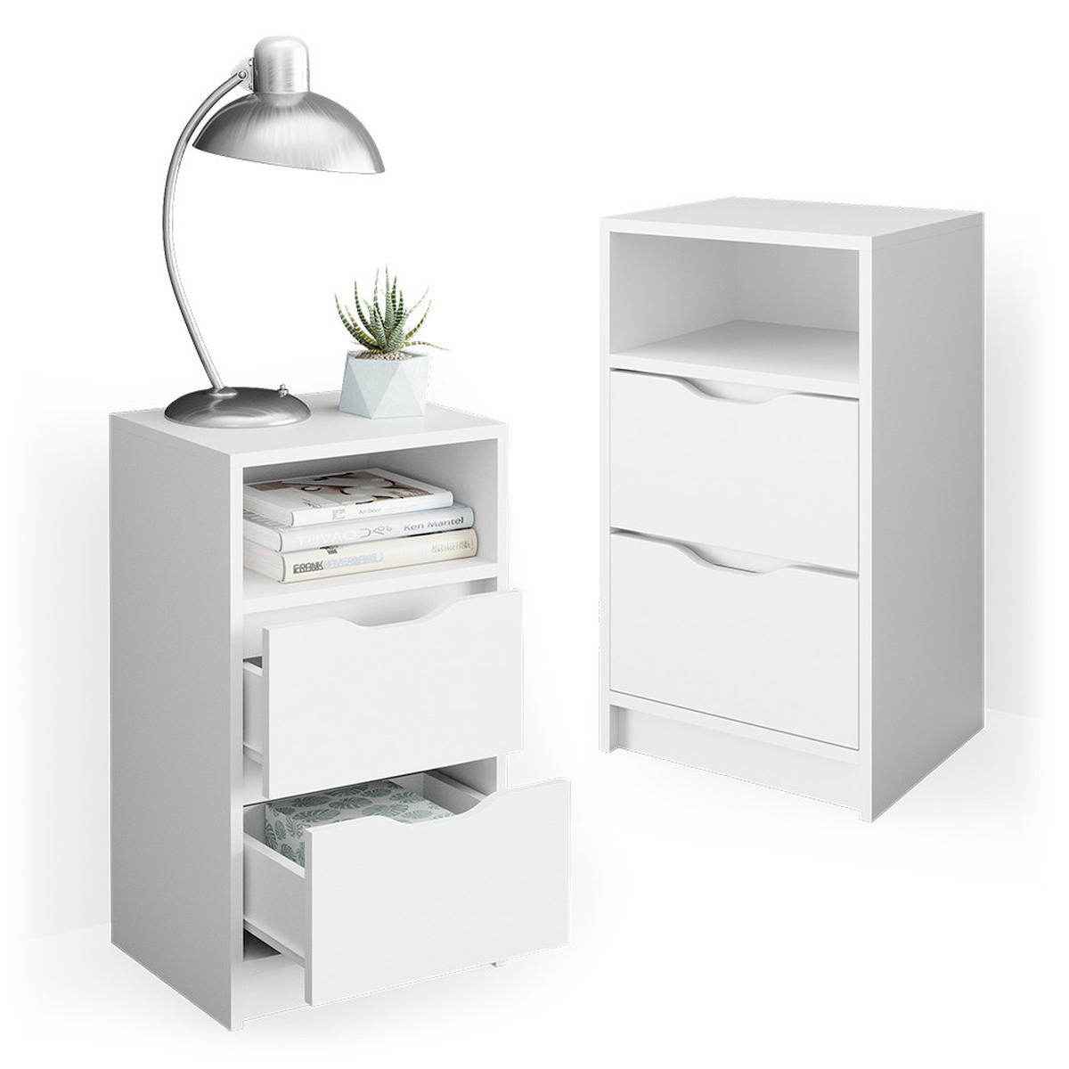 NOČNÍ STOLEK Ruben Bílá - bílá, kompozitní dřevo (38/66.6/30.6cm) - Vicco