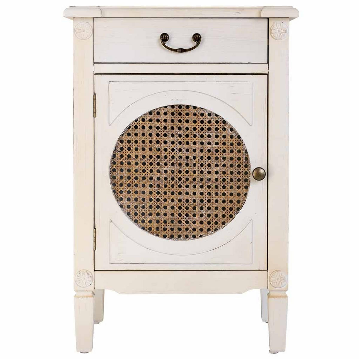 NACHTTISCH aus Holz und Gitter, weiß, 46x36x68cm - Weiß, Holz (46/68/36cm) - Wanderlust