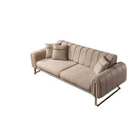 3 Sitzer SOFA Wave Samt Beige - Beige, Textil/Metall (225/78/95cm) - Villa Möbel