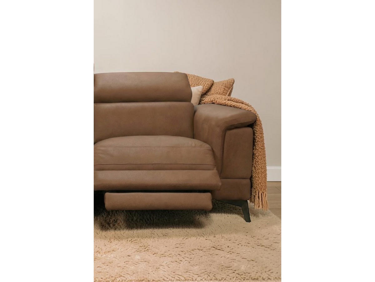 3-SITZER Sofa Planet Echtleder mit 1 x Relaxfunktion Cognacbraun - Cognac, Leder/Metall (200/80/110cm)