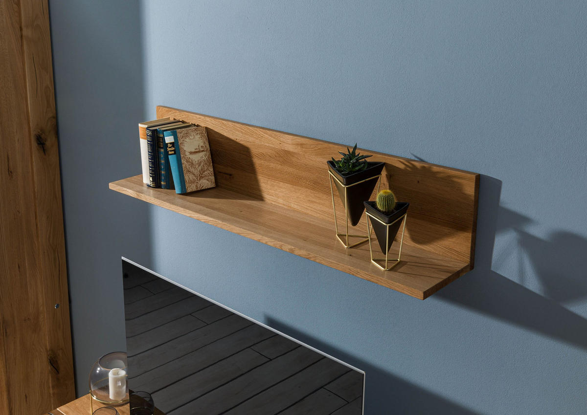 WANDREGAL Wildeiche 120x22x24 braun geölt KENT #312 - Braun, Holz (120/24/22cm) - Massivmoebel24