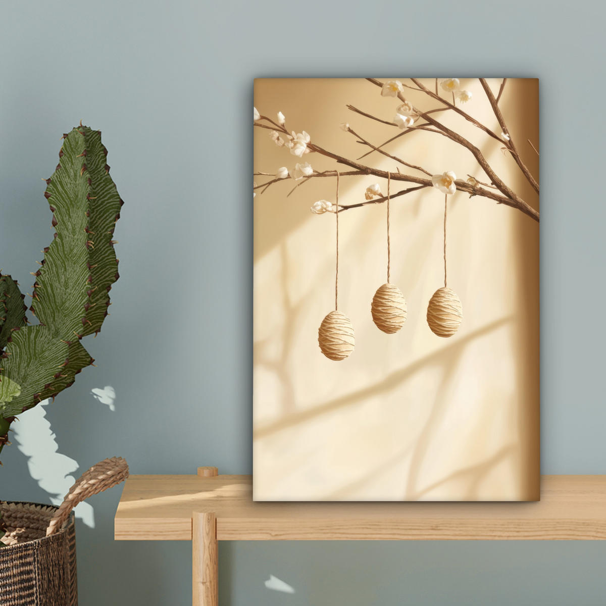 LEINWANDBILD Beige - Osterkuchen - Eier Deko Wohnzimmer 20x30 cm - Beige, Textil (20/30cm) - MuchoWow