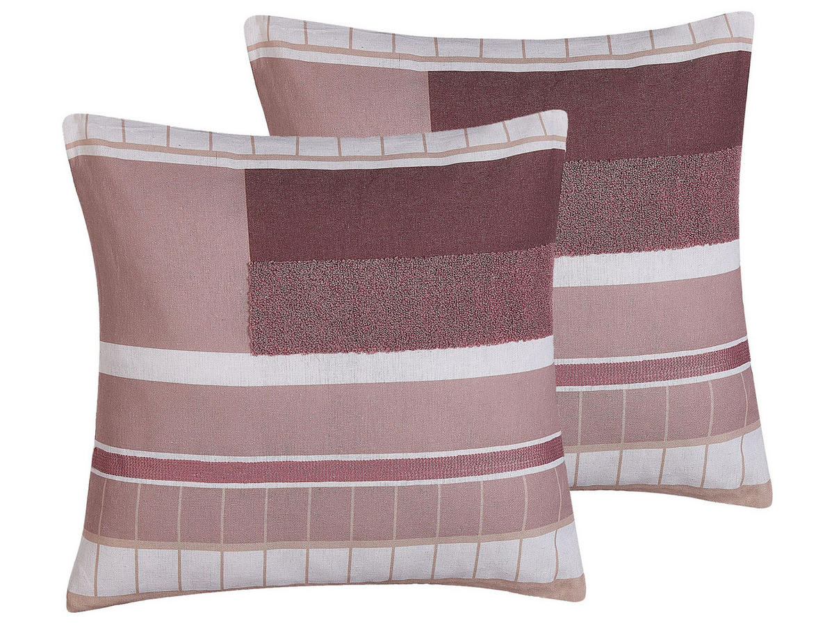 DEKOKISSEN 2er-Set Bunt 45/45 cm Erinus - Multicolor, Textil (45/45cm) - Beliani
