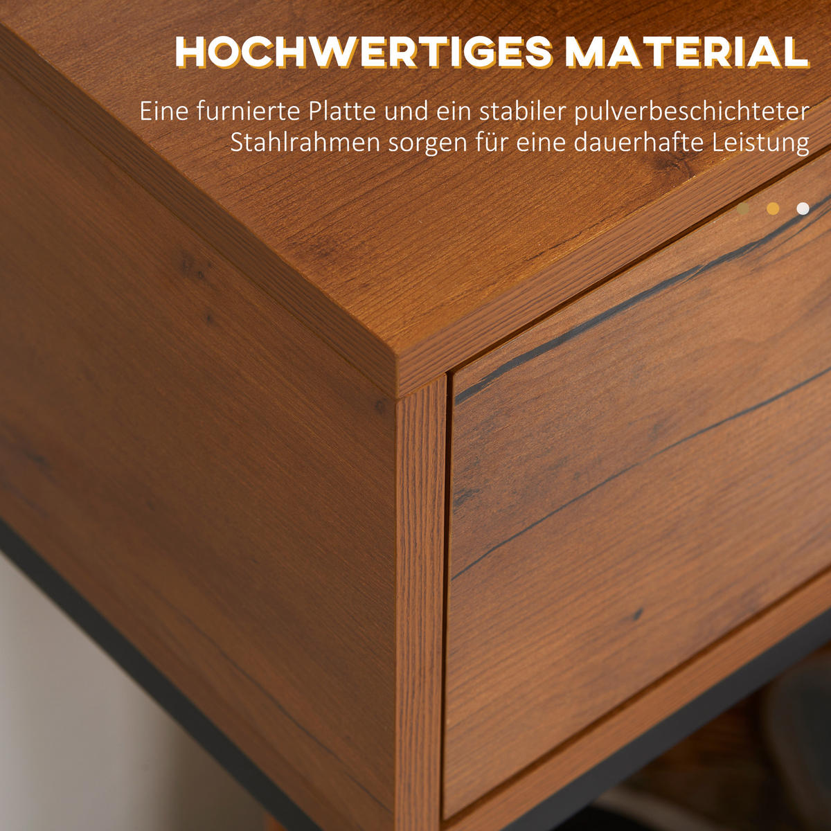KONSOLENTISCH mit Schrank, Sofatisch Flurtisch im Industriedesign für Eingang - Naturfarben, Kunststoff/Metall (80/30/76cm) - HOMCOM