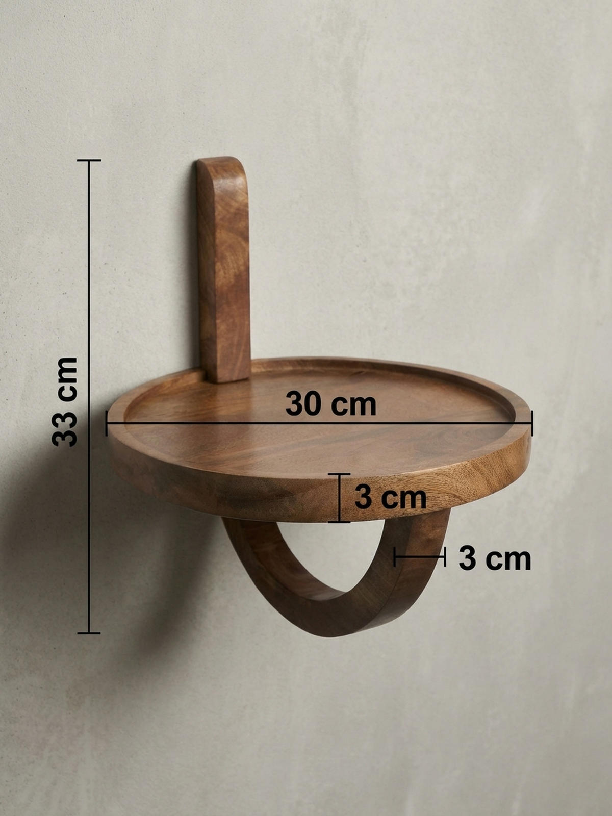 WANDREGAL Mango Massivholz Modern Stil 30x33x30 cm Rund - Braun, Holz (30/33/30cm) - KADIMA DESIGN