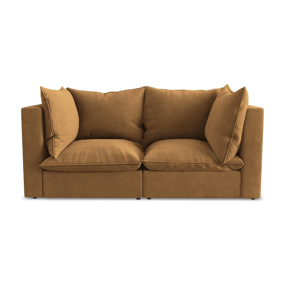 2-SITZER SOFA Strukturstoff Orange - Terracotta/Schwarz, Holzwerkstoff/Kunststoff (180/77/90cm) - Makamii