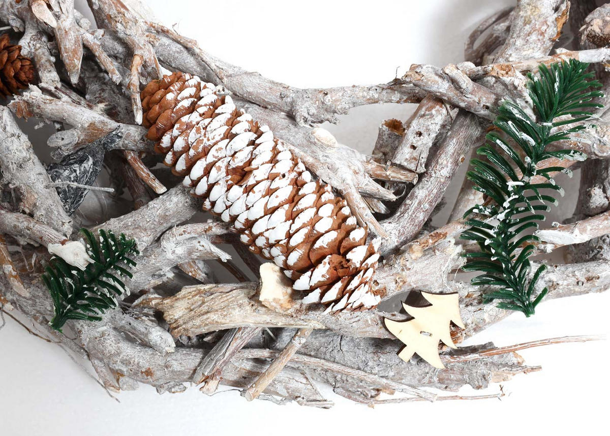 ADVENTSKRANZ XXL RUND OHNE KERZEN/HALTER Weiß, Rot - Rot/Weiß, Holz (11cm) - MCW