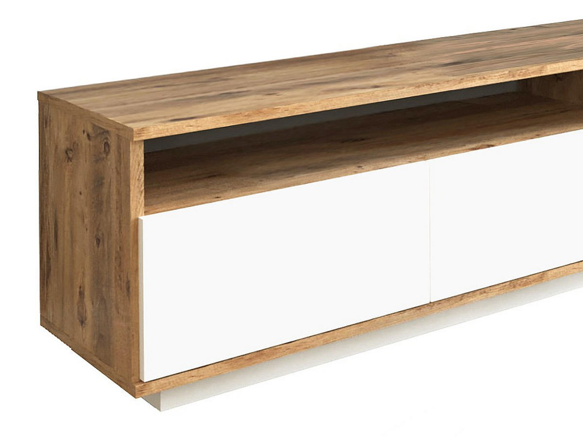 TV-MÖBEL mit 4 Türen & 2 Regalen - Holzfarben hell & Weiß - CEDONA - Naturfarben, Holz (180/44.6/44.5cm) - Vente-Unique